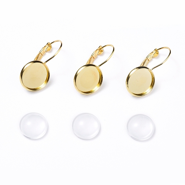 

PandaHall DIY Earring Making, with Brass Leverback Earring Findings and Transparent Oval Glass Cabochons, Golden, Cabochons: 11.5~12x4mm..., Clear
