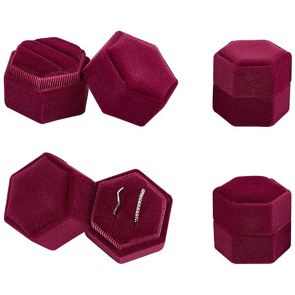 

PandaHall Velvet Ring Boxes, Hexagon, Medium Violet Red, 1-3/4x1-7/8x1-3/4 inch(4.3x4.9x4.3cm) Velvet Hexagon