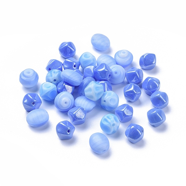 

PandaHall Czech Glass Beads, Nuggets, Blue, 9~11x9~10x7~10mm, Hole: 1~1.2mm, about 120pcs/bag Czech Glass Nuggets Blue