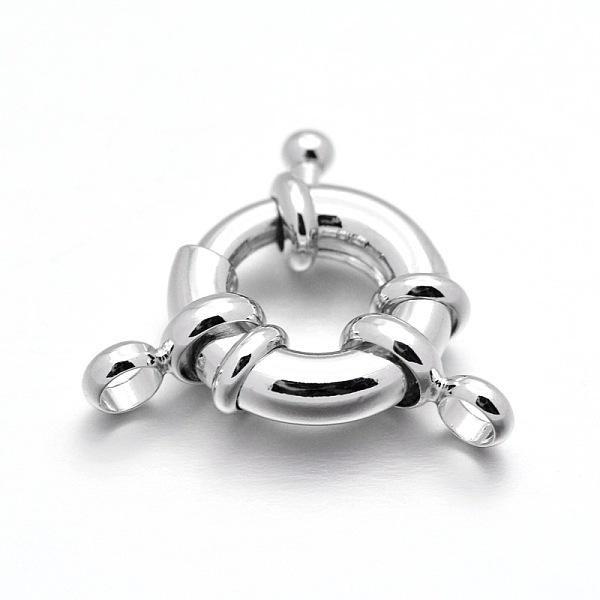 

PandaHall Rack Plating Brass Spring Ring Clasps, Real Platinum Plated, 17x6mm, Hole: 3mm Brass