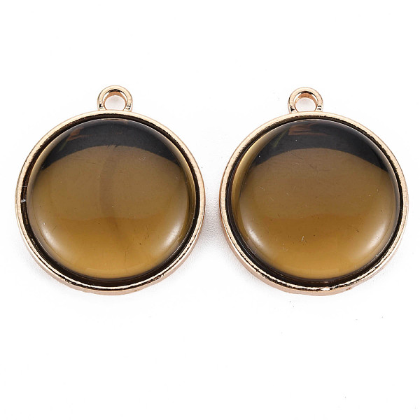 

PandaHall Glass Pendants, with Alloy Open Back Settings, Flat Round, Cadmium Free & Lead Free, Dark Goldenrod, Dark Goldenrod, 32x28x8.5mm...