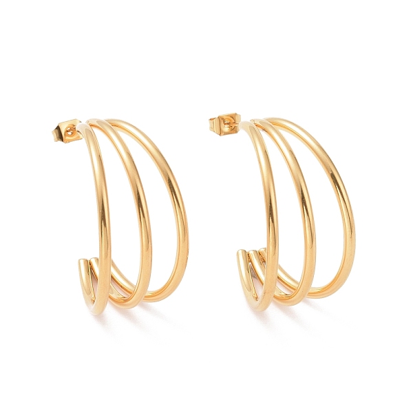 

PandaHall Vacuum Plating 304 Stainless Steel C-shape Stud Earrings, Chunky Half Hoop Earrings for Women, Golden, 31x28.5x15mm, Pin: 0.8mm...