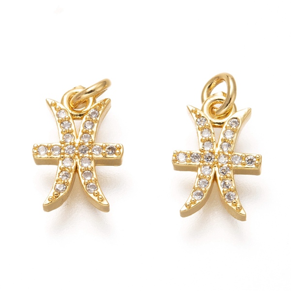 

PandaHall Brass Micro Pave Clear Cubic Zirconia Pendants, Real 18K Gold Plated, with Jump Rings, 12 Constellations, Cadmium Free & Lead Free...