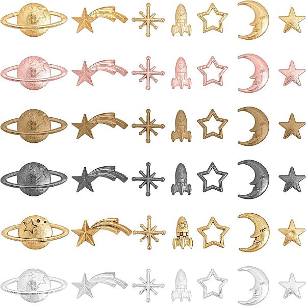 

PandaHall Olycraft Zinc Alloy Cabochons, for DIY Crystal Epoxy Resin Material Filling, Mixed Color, 168pcs/Box Alloy Mixed Shapes