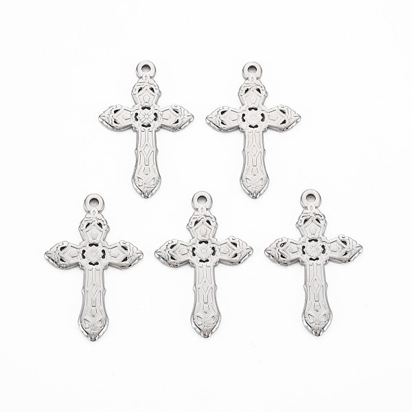 

PandaHall 201 Stainless Steel Pendants, Cross, Stainless Steel Color, 31x19.5x1mm, Hole: 1.6mm 201 Stainless Steel Cross