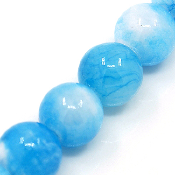 

PandaHall Natural Persian Jade Beads Strands, Dyed, Round, Deep Sky Blue, 8mm, Hole: 1.2~1.5mm, about 50pcs/strand, 16 inch Persian Jade...