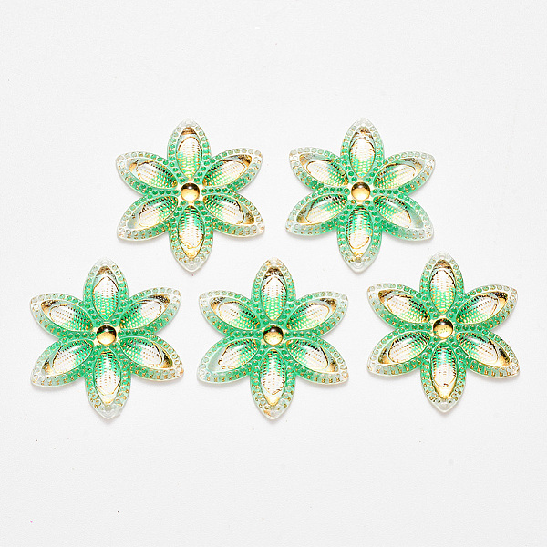 

PandaHall Transparent Acrylic Links connectors, with Plated Bottom, Flower, Lime Green, 30x26x3mm, Hole: 1mm Acrylic Flower Green