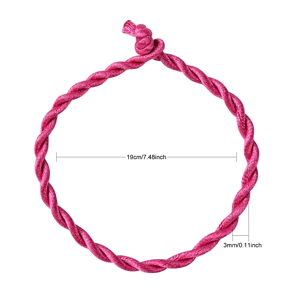 

PandaHall Nylon Rattail Satin Cord Bracelet Making, Camellia, 190x3mm Nylon Pink