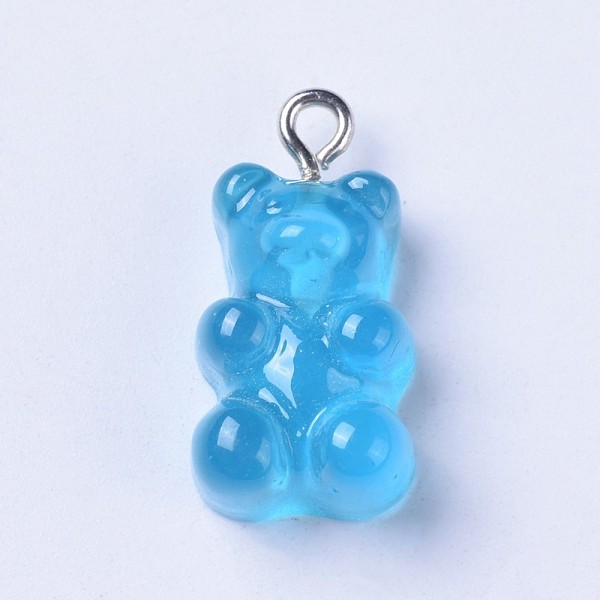 

PandaHall Resin Pendants, with Metal Findings, Bear, Platinum, Deep Sky Blue, 21~22x10.5~11.5x6~7mm Resin Bear Blue
