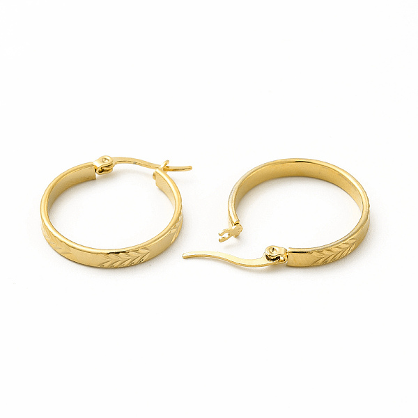 

PandaHall 201 Stainless Steel Grooved Arrow Hoop Earrings with 304 Stainless Steel Pin for Women, Golden, 18x21x2mm, Pin: 0.6x1mm 201...