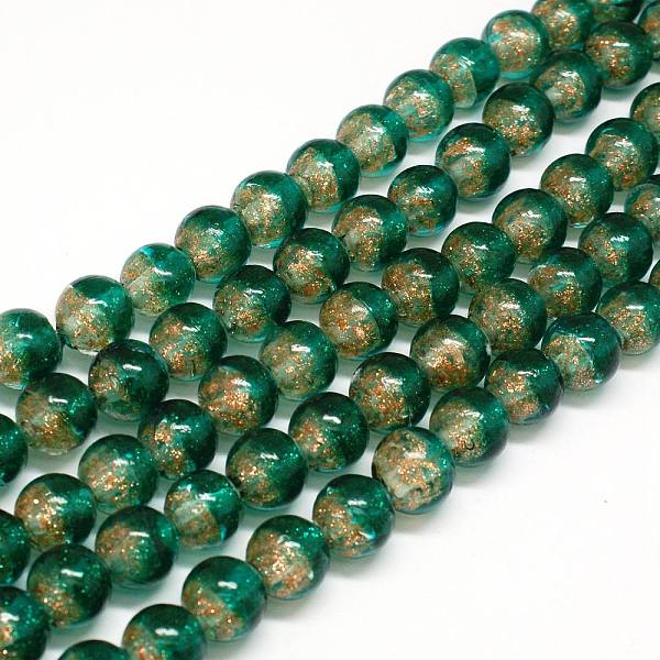 

PandaHall Handmade Two Tone Gold Sand Lampwork Round Beads Strands, Dark Sea Green, 12mm, Hole: 1.6~2mm, about 33pcs/strand, 15.7 inch...