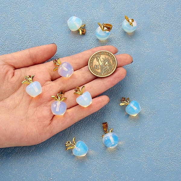 

PandaHall 10Pcs Apple Gemstone Charm Pendant Crystal Quartz Healing Natural Stone Pendants Opal Buckle for Jewelry Necklace Earring Making..., Purple