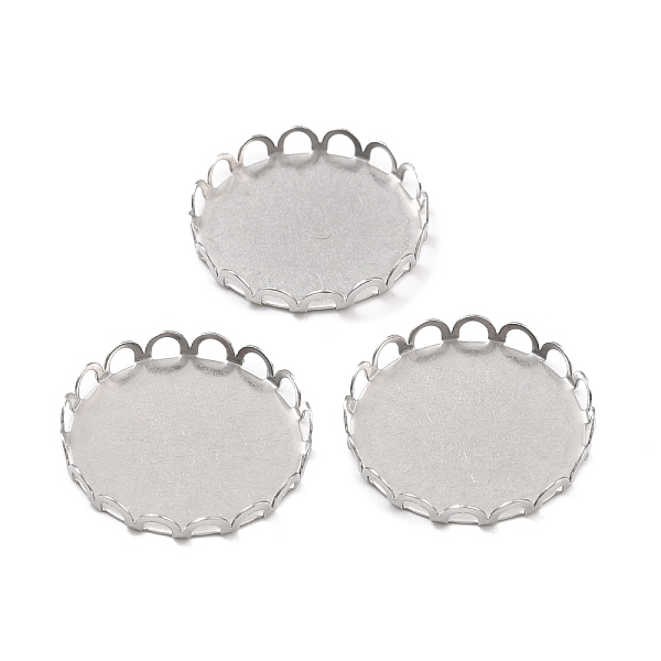 

PandaHall 316 Surgical Stainless Steel Cabochon Tray Settings, Lace Edge Bezel Cups, Flat Round, Stainless Steel Color, 21x3mm 316 Surgical...