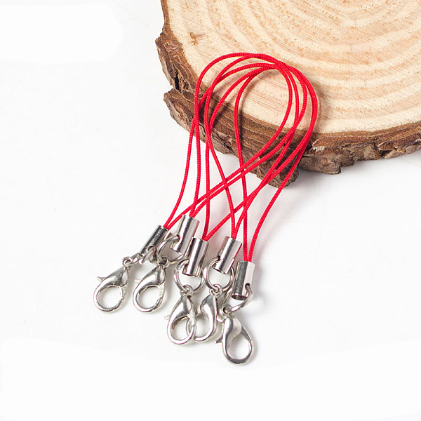 

PandaHall Mobile Straps, with Polyester String and Alloy Findings, Red, 70mm Polyester Red