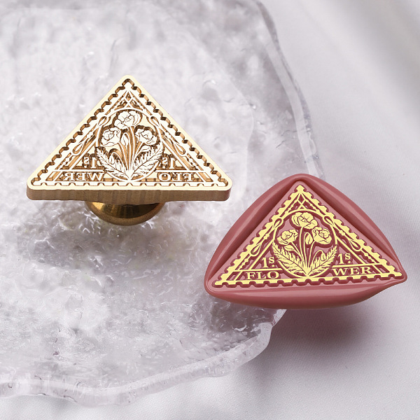 

PandaHall Golden Plated Triangle Shaped Wax Seal Brass Stamp Head, for Wax Seal Stamp, Flower, 20x32.5x14mm, Hole: 7mm Brass Flower