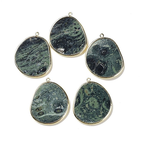 

PandaHall Natural Rhyolite Jasper Pendants, with Brass Findings, Golden, 33.5~34x27x2mm, Hole: 1.5mm Rhyolite Jasper Others