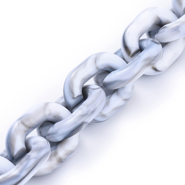 

PandaHall Transparent Acrylic Handmade Cable Chain, Oval, WhiteSmoke, 23.5x18x5mm, about 39.37 inch(1m)/strand Acrylic White