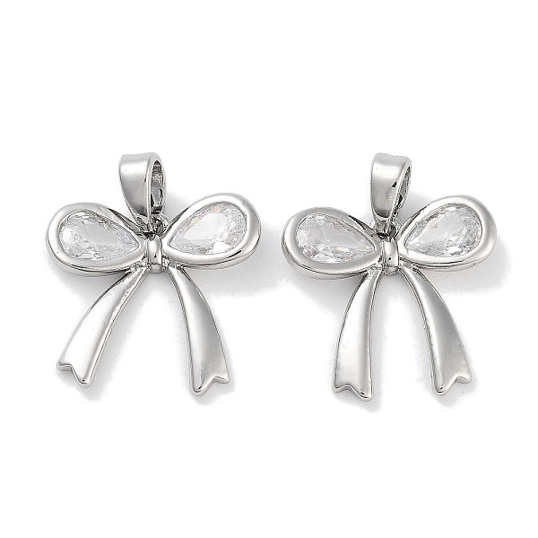 

PandaHall Brass Micro Pave Cubic Zirconia Pendants, Bowknot Charms, Platinum, 15.5x15.5x2.8mm, Hole: 2.8x3.4mm Brass+Cubic Zirconia Bowknot..., Clear