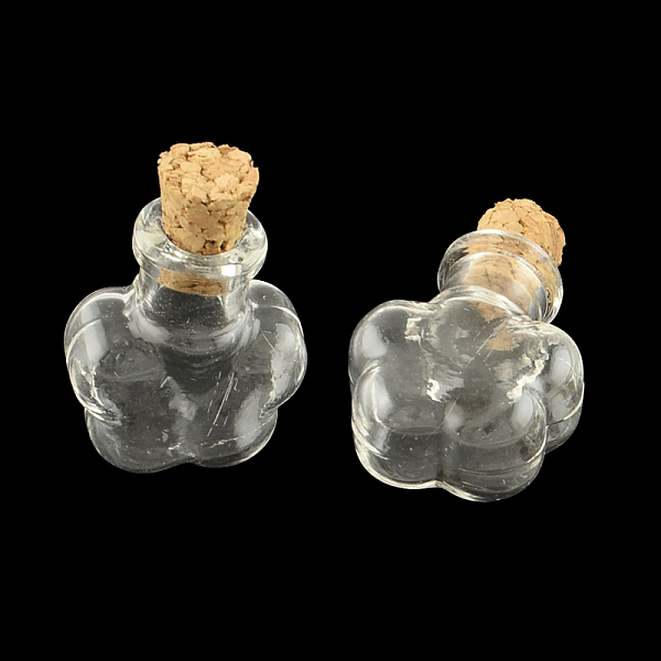 

PandaHall Flower Glass Bottle for Bead Containers, with Cork Stopper, Clear, 25x20.5x12mm, Hole: 6mm, Bottleneck: 9mm in diameter, Capacity...