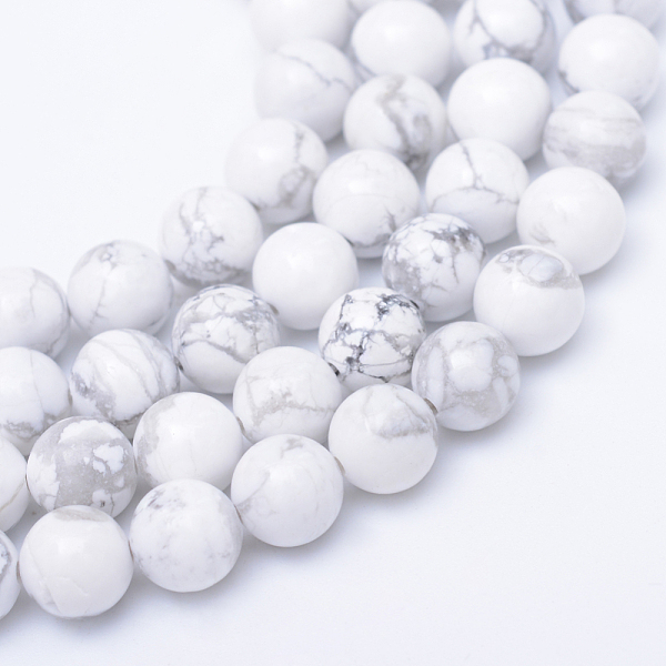 

PandaHall Round Natural Howlite Bead Strands, 6mm, Hole: 1mm, about 61pcs/strand, 15.3 inch Howlite Round