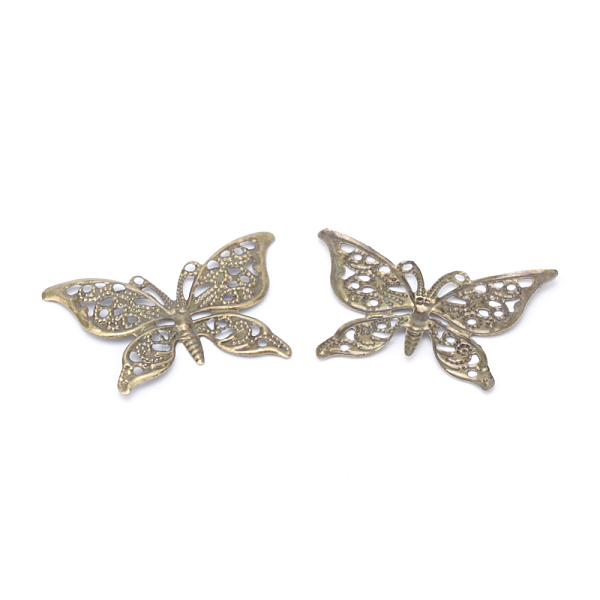 

PandaHall Iron Pendants, Etched Metal Embellishments, Butterfly, Antique Bronze, 26x39x1mm, Hole: 1mm Iron Butterfly