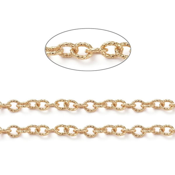 

PandaHall Brass Textured Cable Chains, Soldered, with Spool, Oval, Long-Lasting Plated, Real 18K Gold Plated, 11x8x2mm, about 16.4 Feet...