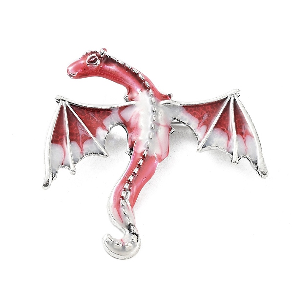 

PandaHall Dragon Alloy Brooch, Enamel Pins, Antique Silver, FireBrick, 62x58x11mm Alloy+Enamel Dragon Red