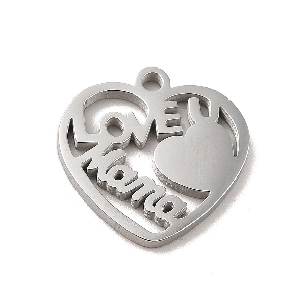 

PandaHall Mother's Day Theme 304 Stainless Steel Pendants, Stainless Steel Color, Heart with Word Love You Mama Charms, Heart...