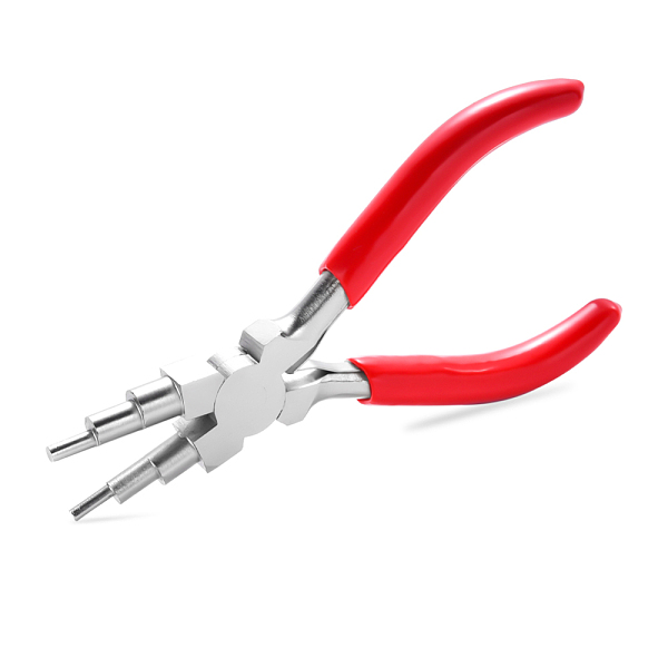 6-in-1 Bail Making Pliers, 45# Carbon Steel 6-Step Multi-Size Wire Looping Forming Pliers, Ferronickel, for Loops and Jump Rings, Red, Loop Size: 3mm/6mm/9mm/4mm/8mm/10mm, 153-153.5x75.5-78.5x12mm