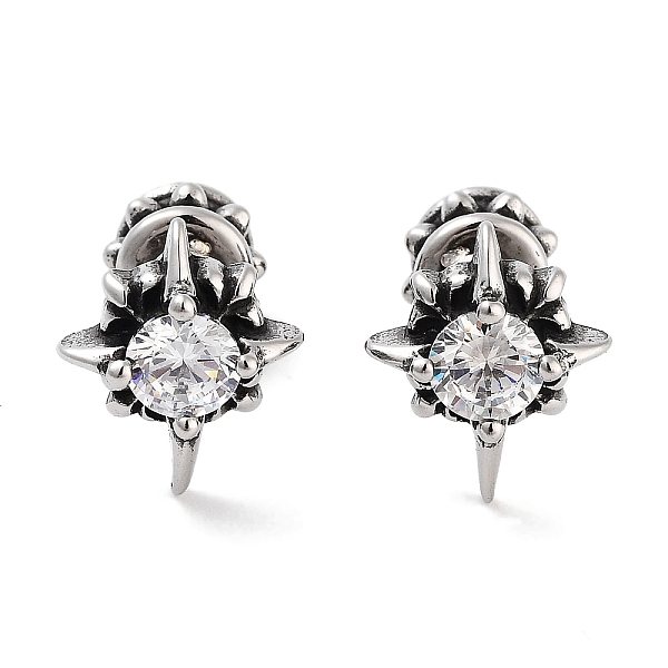 

PandaHall Star 316 Surgical Stainless Steel Pave Clear Cubic Zirconia Ear False Plugs for Women Men, Antique Silver, 14x12mm 316 Surgical...