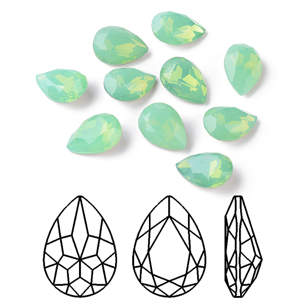 

PandaHall Faceted Teardrop K9 Glass Rhinestone Cabochons, Grade A, Pointed Back & Back Plated, Pacific Opal, 10x7x4mm Glass Rhinestone..., Green