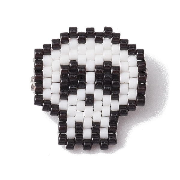 Halloween Skull Glass Seed Beads Brooch