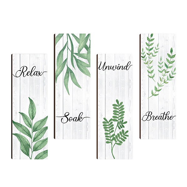 

PandaHall Custom Vertical Wooden Wall-Mounted, for Home Room Bedroom Wall Decoration, Leaf Pattern, Light Green, 300x100x4.5mm, Hole...