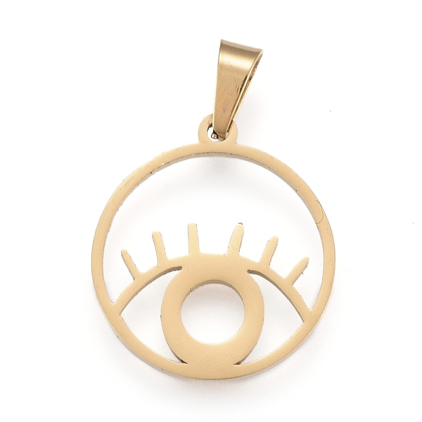 

PandaHall 304 Stainless Steel Pendants, Laser Cut, Ring with Eye, Golden, 19x17x1.2mm, Hole: 3x5mm 304 Stainless Steel Eye