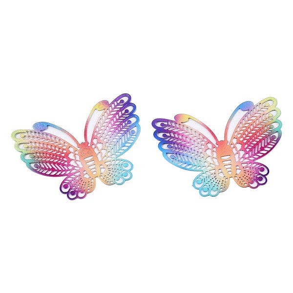 

PandaHall 430 Stainless Steel Filigree Pendants, Spray Painted, Etched Metal Embellishments, Butterfly, Colorful, 37.5x48.5x0.5mm, Hole...