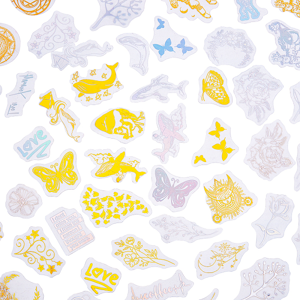 

PandaHall CRASPIRE Waterproof Laser Adhesive Stickers, DIY Scrapbook Decorative Material Stickers, Mixed Patterns, 4~49x11~65x0.1mm...