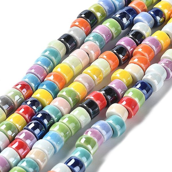 

PandaHall Handmade Porcelain Beads Strands, Bright Glazed Porcelain, Column, Mixed Color, 6.5x4mm, Hole: 1.9mm, about 70~71pcs/strand..., Multicolor