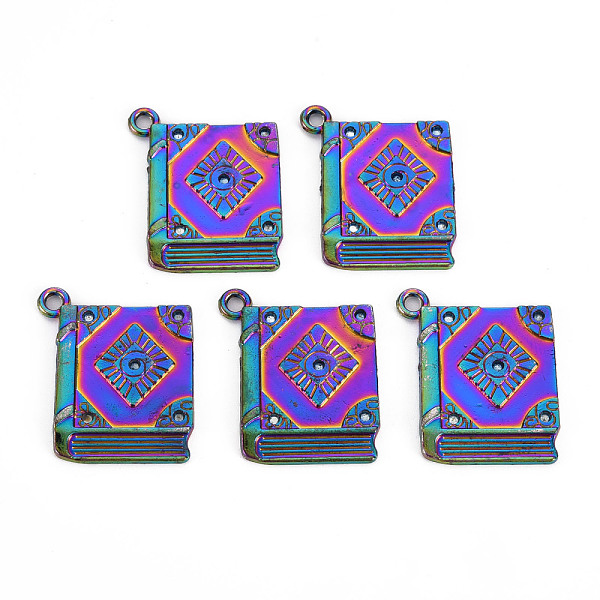 

PandaHall Rainbow Color Alloy Pendants for Teachers' Day, Cadmium Free & Nickel Free & Lead Free, Book, 26x21.5x1.5mm, Hole: 2mm Alloy