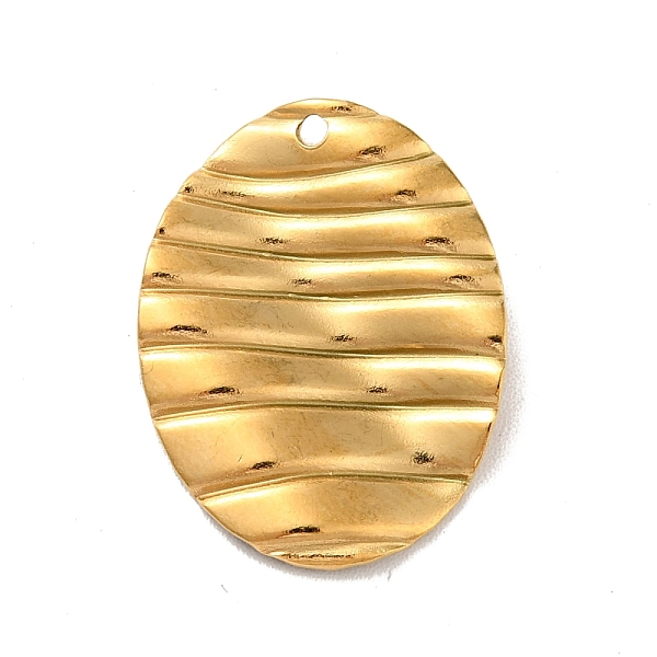 

PandaHall 304 Stainless Steel Pendants, Textured, Oval, Golden, 22x17x2.5mm, Hole: 1.2mm 304 Stainless Steel Oval