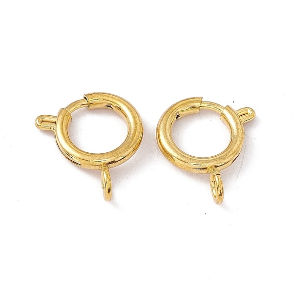 

PandaHall Vacuum Plating 201 Stainless Steel Spring Ring Clasps, Real 18K Gold Plated, 13x2.5mm, Hole: 3mm 201 Stainless Steel