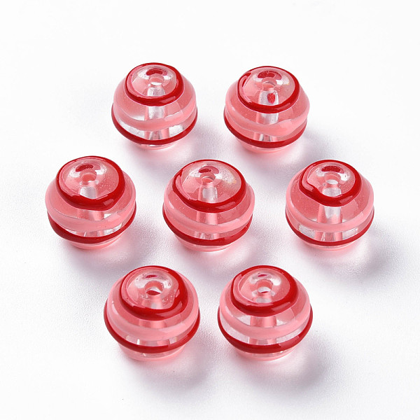 

PandaHall Transparent Glass Beads, with Enamel, Round, Red, 12x11.5mm, Hole: 1.5~1.8mm Glass Round Red