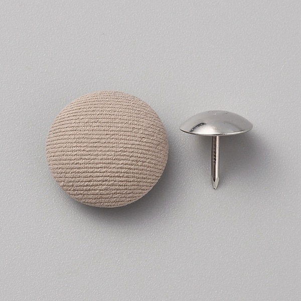 

PandaHall Cloth Cap Nail Button, with Iron Rivet, Hat Accessories, Tan, Button: 17x7mm, Hole: 1mm, Rivet: 11x3mm, Pin: 1mm Cloth Orange