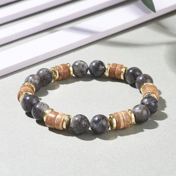 

PandaHall Natural Coconut & Larvikite Beaded Stretch Bracelet for Women, Inner Diameter: 2-3/8 inch(6cm) Larvikite