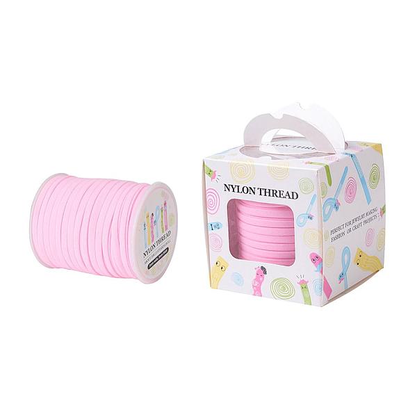 

PandaHall Tiny Elastic Spandex Thread, Habotai Foulard Cord, Pink, 5x3mm, about 21.87yards/roll(20m/roll) Nylon Pink