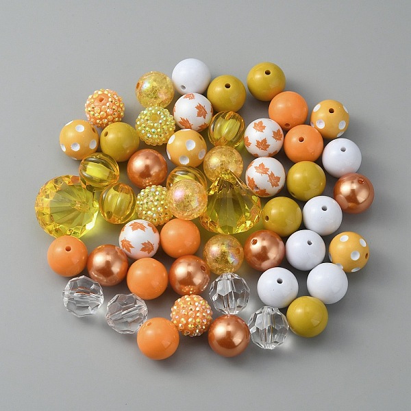 

PandaHall Opaque Acrylic Beads Set, Thanksgiving Day Theme, Round, Dark Orange, 19~20x18~19mm, Hole: 2~3mm Acrylic Round