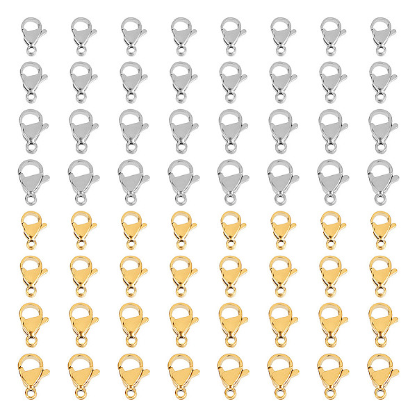 

PandaHall Unicraftale 304 Stainless Steel Lobster Claw Clasps, Golden & Stainless Steel Color, 64pcs/box 304 Stainless Steel Others