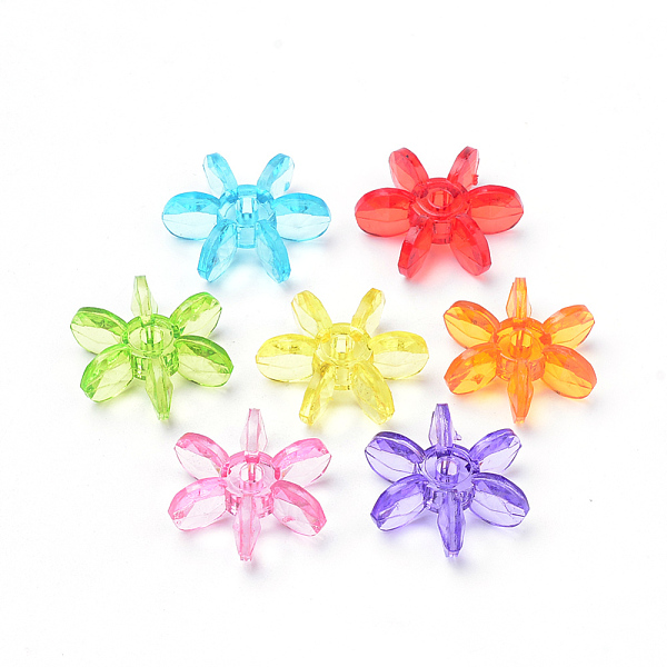 

PandaHall Transparent Acrylic Beads, Sunburst Starflake Beads, Mixed Color, 19x17x7mm, Hole: 1.5mm Acrylic Flower Multicolor