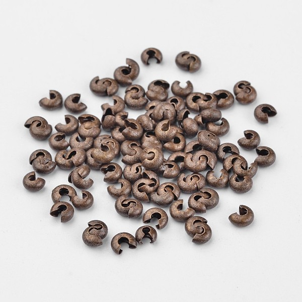 

PandaHall Brass Crimp Beads Covers, Antique Bronze, 3mm In Diameter, Hole: 1mm Brass