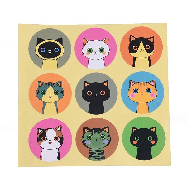 

PandaHall DIY Sealing Stickers, Label Paster Picture Stickers, Cat Theme, Colorful, Sticker: 40mm Paper Cat Shape