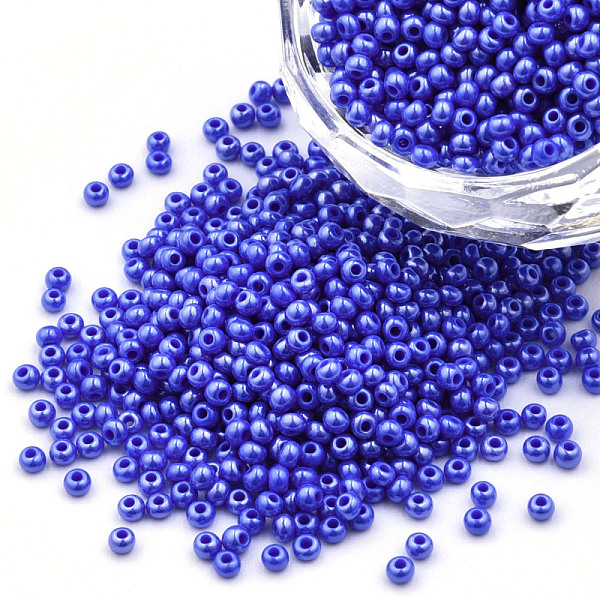 

PandaHall 11/0 Czech Opaque Glass Seed Beads, Lustered, Round, Royal Blue, 2.2x1.5mm, Hole: 0.7mm, about 500g/bag Glass